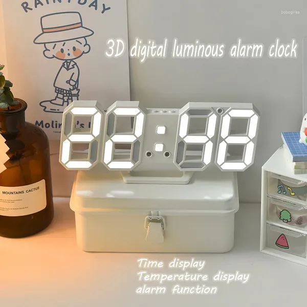 Relógios de mesa Eletrônico Digital Calendário Relógio Snooze Pendurado Alarme Parede Nórdica