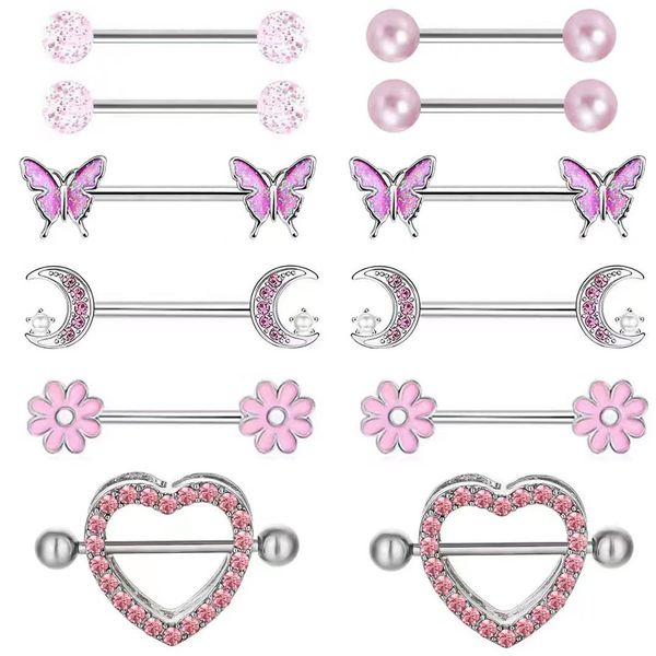 2 Stück/Lot Nagel baumelte Bauchnabelringe Schmuck Lange baumelte Bar Bauchnabelpiercing Ring Shinny Piercing Lacteal Nagel Nabel Ring Brustnagel Nippelring aus Edelstahl