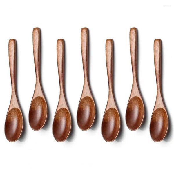 Misurini da caffè 7 pezzi piccoli cucchiai di legno Set mini cucchiaio da tavola ecologico con manico lungo per cucinare e servire progetti fai-da-te