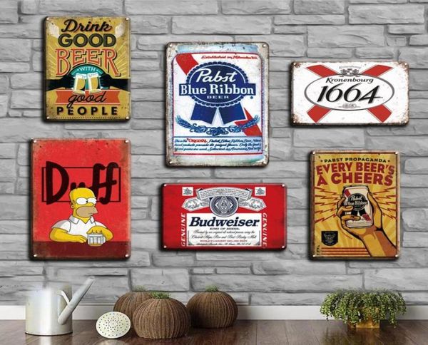 2021 Vintage Beer Poster Metal Kalay İşaret Retro Corona Duvar Etiketi Dekoratif Plaklar Shabby Chic Pub Bar Ev Dekorasyon Tabakları SI6434763