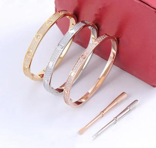 Frauen Herren Party Geschenke Armband Roségold Sliver geplattet Edelstahl Schmuck Diamant Armreifen Schraubendreher Manschette Modedesigner Armbänder Armbänder