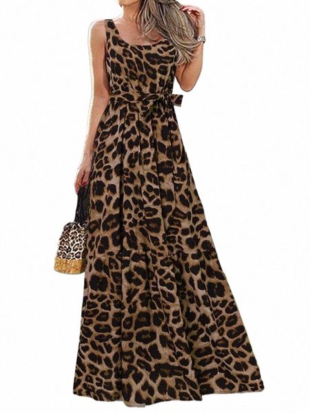 celmia-vestido largo bohemio c estampado de leopardo para mujer, ropa elegante sin mangas para fiesta, informale, holgado, para playa, verano 2023 K8J0#