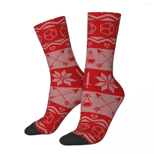 Herrensocken, lustige verrückte Socken für Männer, Weihnachtsmarkt, Hip Hop, Harajuku, DnD-Spiel, nahtloses Muster, bedruckt, für Jungen, Crew, lässiges Geschenk