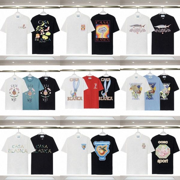 casa blanca casablanca verão novas camisetas de manga curta para homens e mulheres meia manga viagem férias casal camiseta A8Rx #