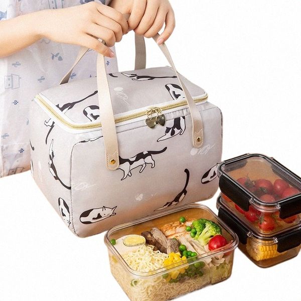 Lunch Bag Handle Insulati Cooler Bag para Mulheres Kid Lunch Box Picnic Travel Portable Food Storage Breakfast Thermal Food Bag i22J #