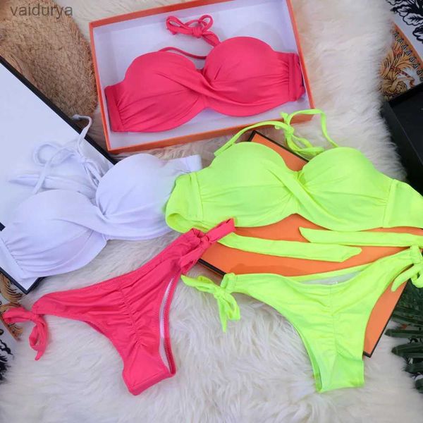 Kadın Mayo Gözlük Bütçeleri Push Up Bikini Set Scrunch Butt Boyutu Mayo Kadınlar Bandage Bandage Bikinis Seksi Biquini Beach 2xl YQ240330