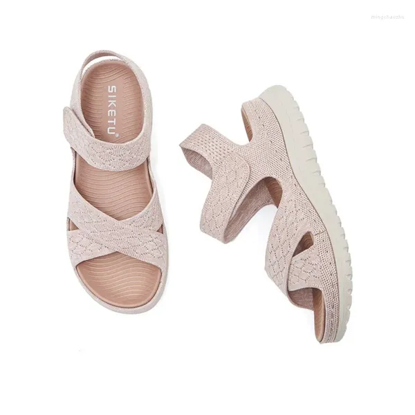 Sapatos de vestido verão mulheres 2cm plataforma 3cm sandálias de salto alto feminino gancho senhora costura ventilação de ar moda confortável boêmio