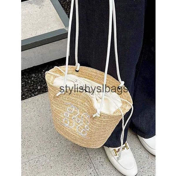 Borse a tracolla Foufurieux 2023 Borsa di paglia intrecciata mamma di grande capacità Vacanza al mare Foto Borsa da donna casual Borsa di moda di tendenza Borsa a tracolla H240330