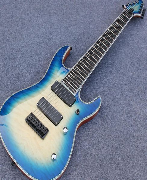 Chitarra elettrica intera a 8 corde in mogano con arco in acero ombra può personalizzare Blue3668018