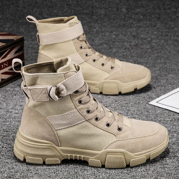 Сапоги New Men Boots Shoes new Designer Spring Owumn Street Fashion Canvas High Tops Casual Shoes Short Desert Boots