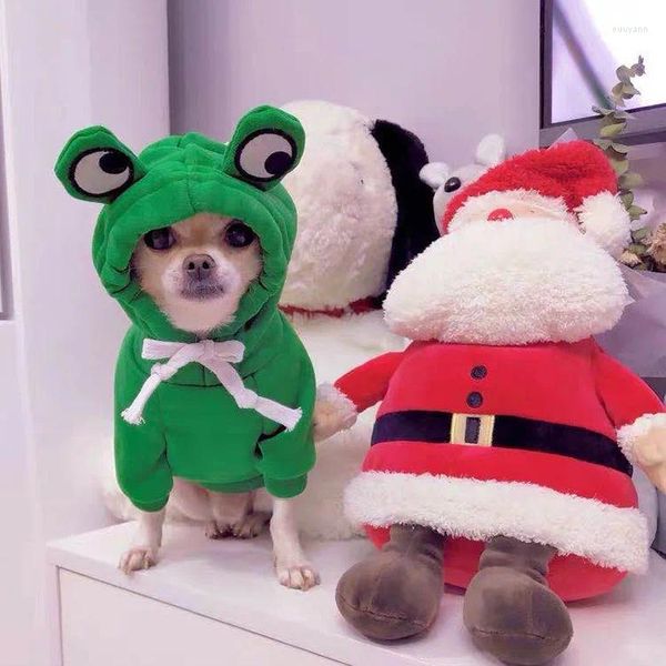 Abbigliamento per cani Abbigliamento con cappuccio Cappotto maglione di base Simpatico forma di rana Giacca calda Abbigliamento per animali da esterno Capispalla per cani di piccola taglia Gatti Taglia cucciolo