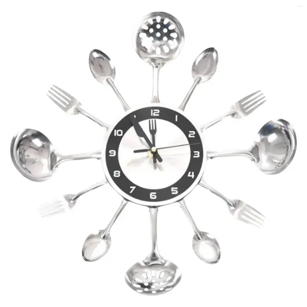 Orologi da parete Orologio da cucina Utensile per posate con cucchiai e forchette Orologio decorativo silenzioso per l'arredamento