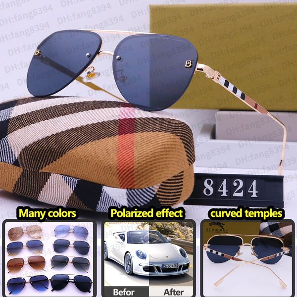 Óculos de sol de grife para homens Mulheres Burbrery Óculos de sol Classic Luxury Brand Fashion Avant-Garde Protection Trendy Fashion Glasses 8424 3485