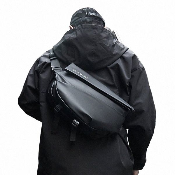 schwarze wasserdichte Menger-Tasche für Herren, Persalized Fi Herren-Menger-Tasche, leichte, minimalistische Herren-Schultertasche, 27 x 4 #