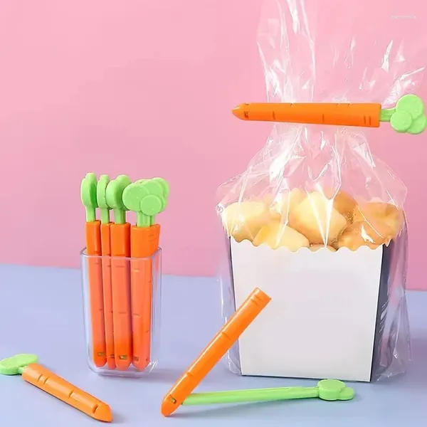 Sacos de armazenamento 5 cenouras leite em pó clipes de vedação saco de comida plástico lanche de desenho animado