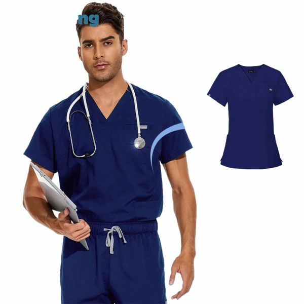 Dentista Scrubs Tops Fi Hotel Workwear Scrub Camisas Uniforme Médico Cirurgia Uniforme Pet Shop Médico Enfermeira Blusa Enfermagem B2VM #