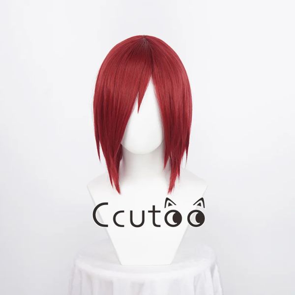 Parrucche Uzumaki Nagato Parrucche Anime Nagato Parrucche cosplay per capelli sintetici rosso scuro corto + cappuccio per parrucca