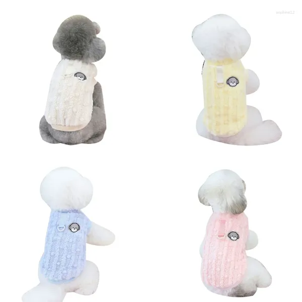 Abbigliamento per cani M17D Abbigliamento autunno inverno tinta unita con decalcomanie in pile per cani di piccola taglia media Cappotto per animali domestici