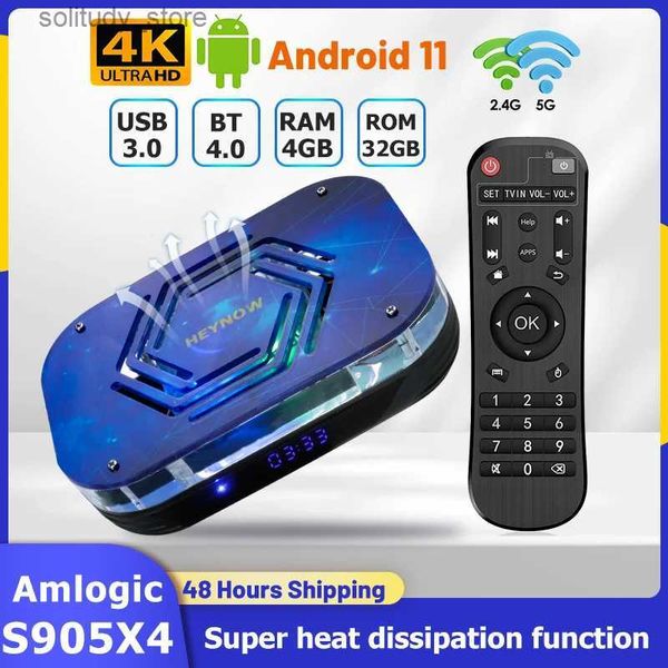 Set Top Box X4 set-top box Amlogic S905X4 2+16GB/4+32GB Android 11 TV box supporta BT4.0 2.4G/5G WiFi 4K/8K HD USB 3.0 con ventola di raffreddamento integrata Q240330