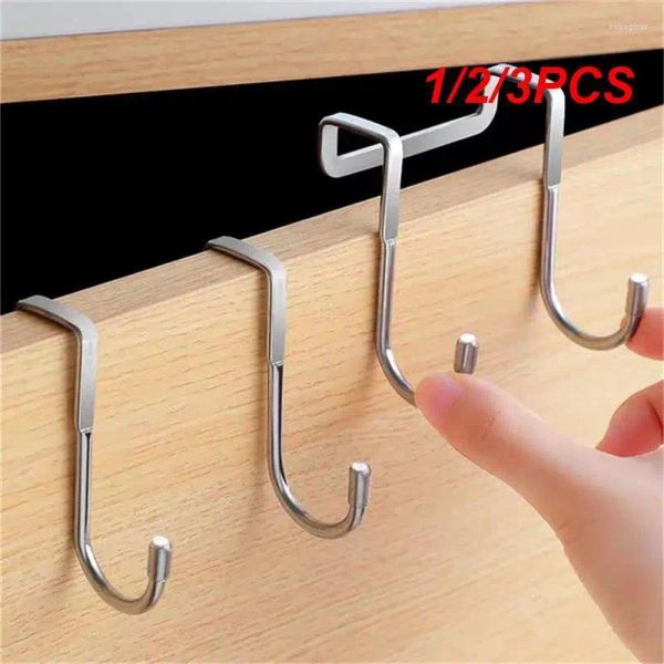 Küchenspeicher 1/2/3pcs S-Typtür Haken Haken Edelstahl kostenloser Stanzschrank ohne Spur Kleidung Hut Wand montiert Storge