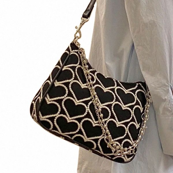 женские Fi готические сумки 2023 в форме сердца с вышивкой для девочек, осенне-зимняя сумка на плечо, женская сумка в стиле Лолиты, холщовая сумка, роскошная p6k7 #