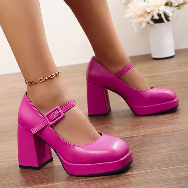 Scarpe eleganti Lolita Style Girls Cosplay Mary Jane Tacco quadrato Primavera Autunno Lucida pelle PU Colore caramella Scarpe uniformi Taglie forti 3-17