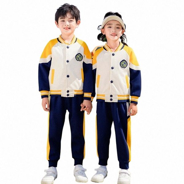 2024 neue Design Kinder Kleidung Schuluniform Anzug Kindergarten Uniform Kinder Sportbekleidung Set Schule Trainingsanzüge für Jungen Mädchen 29nY #