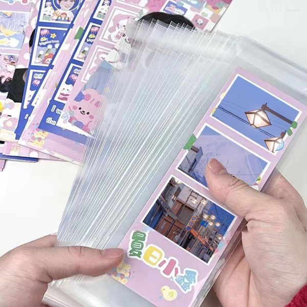 Borse portaoggetti 100 pezzi Piccolo sacchetto di imballaggio autosigillante Opp Trasparente autoadesivo Segnalibro in plastica Idol Pocard Display