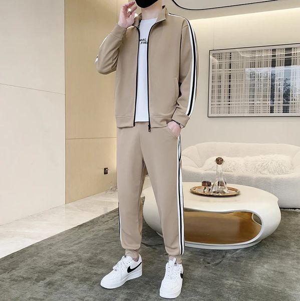 Sports Suit Mens Bahar ve Sonbahar Koreli Spor Giyim Modaya uygun yakışıklı Sıradan Sweatshirt İki Parçalı Set 240325