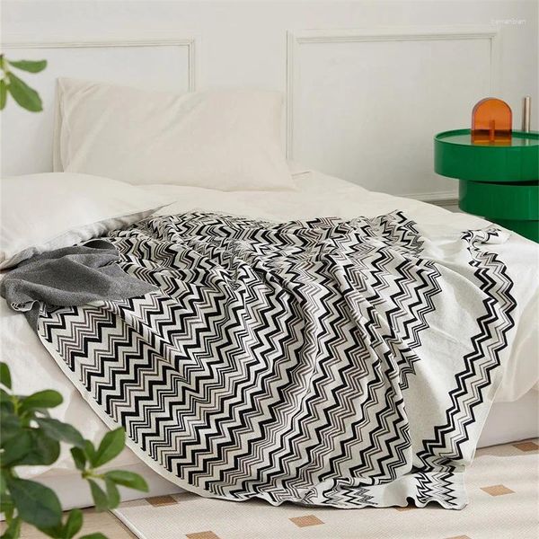 Decken Nordic Wave Baumwolle Freizeitdecke Amerikanische Gestrickte Sofabezug Wohnzimmer Bett Schwanz Überwurf Klimaanlage Nickerchen Büro Tapisserie