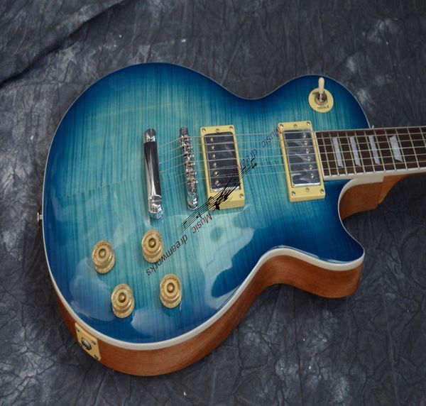 E-Gitarre G Standard LP, einteiliger Holzhals und Korpus, blauer Farbverlauf, geflammtes Ahornholz9984472