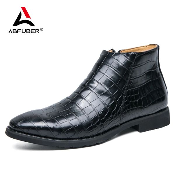 Stivali Fashion Crocodile Modello in pelle stivali da uomo scarpe stivali autunnali abiti in pelle d'affari stivali caviglia uomini botas zapatos