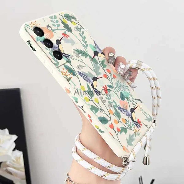 Handyhüllen Free Bird Crossbody Lanyard Silikonhülle für Samsung Galaxy S23 S22 S21 S10 S8 Plus Note 20 Ultra 10 Cover yq240330