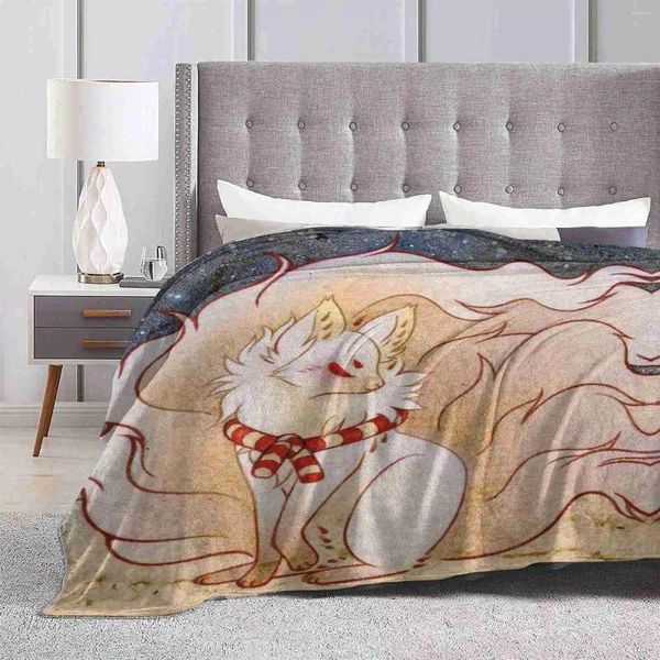 Cobertores O Espírito Celestial-Yokai Design Criativo Luz Fina e Macia Cobertor de Flanela Yokai Espírito Animal Fantasma Ninetails Nine