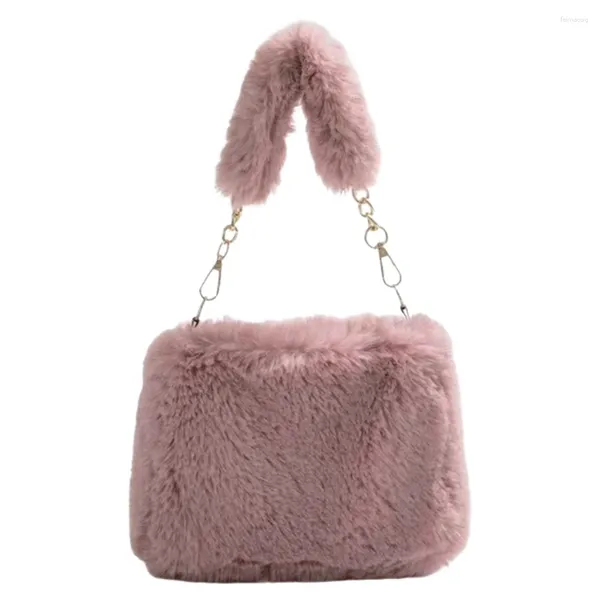 Bolsas de ombro Mulheres Faux Fur Tote Bag casual crossbody crossbody versátil peludo satchel macio fofo fofo de inverno de inverno bolsa