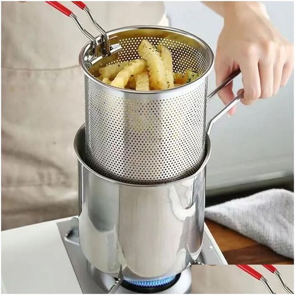 Scolapasta Filtri Acciaio inossidabile Pentola per friggere Filtro olio Tempura Patatine fritte Friggitrice Filtro Pollo fritto in padella Cucina Cottura T Otxyg