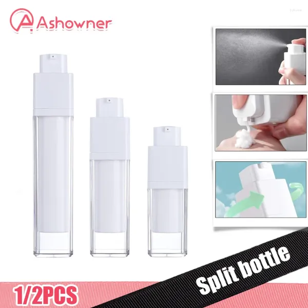 Bottiglie di stoccaggio 1/2PCS 15ml 30ml 50ml Pompa Airless Ruota Contenitore Cosmetico Glassato Doppio Strato Addensato Piazza Lozione bottiglia vuota