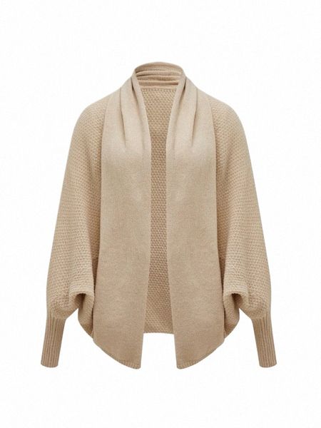 Onelink süet yün bej khaki örgü artı beden kadın açık hırka kazak büyük boy l-3xl sonbahar kış 2022 Batwing Sleeve Clote I7ZH#