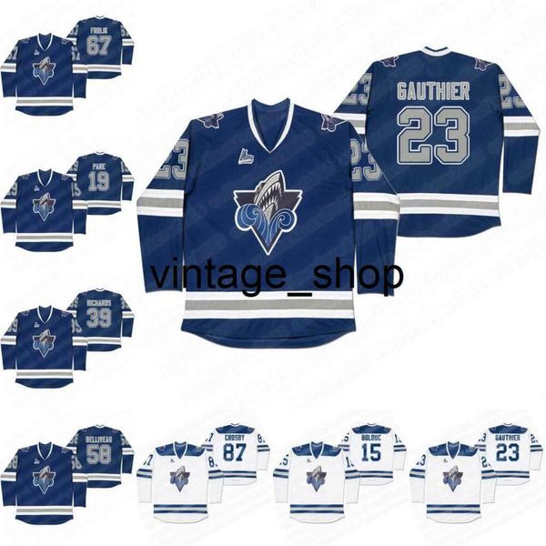 24S vin Uomo Rimouski Oceanic Navy Maglia da hockey Sidney Crosby Frederik Gauthier Alexis Lafreniere Isaac Belliveau Dmitry Zavgorodniy Pare Frolik Boudreau Maglie