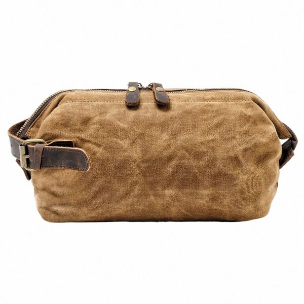 Lona e couro masculino saco de higiene pessoal resistente à água Dopp Kit para viagens de grande capacidade kit de higiene pessoal saco de viagem funcional g79d #