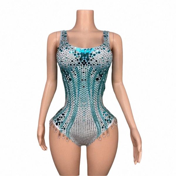 Godd Senior Luxo Mulheres Sparkly Bodysuits Stage Wear Traje de Dança DJ DS Night Club Performance Body Suits Drag Queen Outfit J7QY #