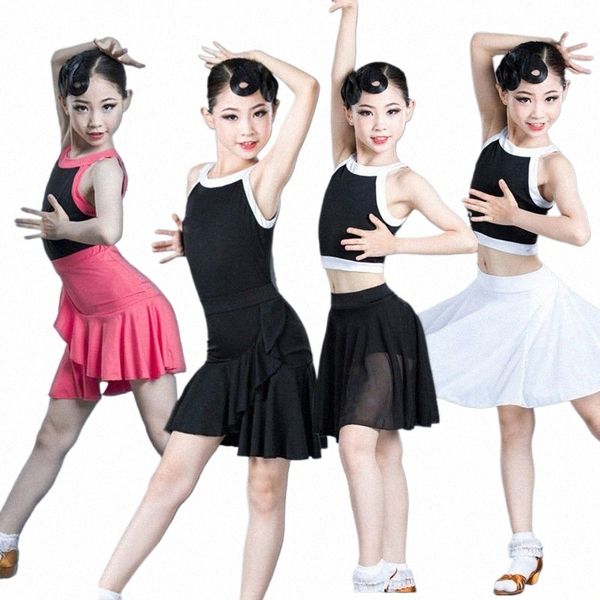 2021 Ragazze di estate Gonna da ballo latino Bambini Pratica Abbigliamento Competiti Performance Costumi di danza Ragazze Ballo latino Dr 91nV #