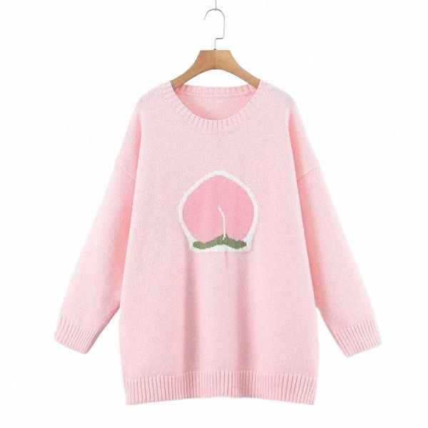 Lazy Style Ins Obst bestickte lose dicke Pullover Plus Größe Frauen Carto Nette große Pullover Jumper Gute Qualität Winter 2023 I0gB #