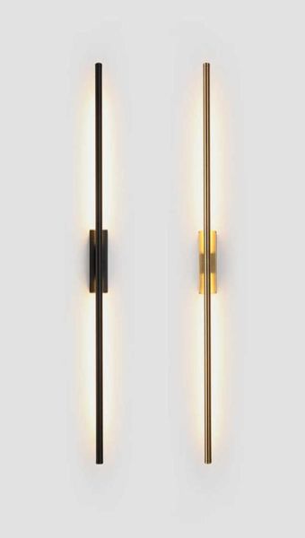 Tubo linear simples e moderno LED lâmpada de parede para cima para baixo fundo oposto luz de parede LED cabeceira foyer corredor preto ouro LED arandela 216571956