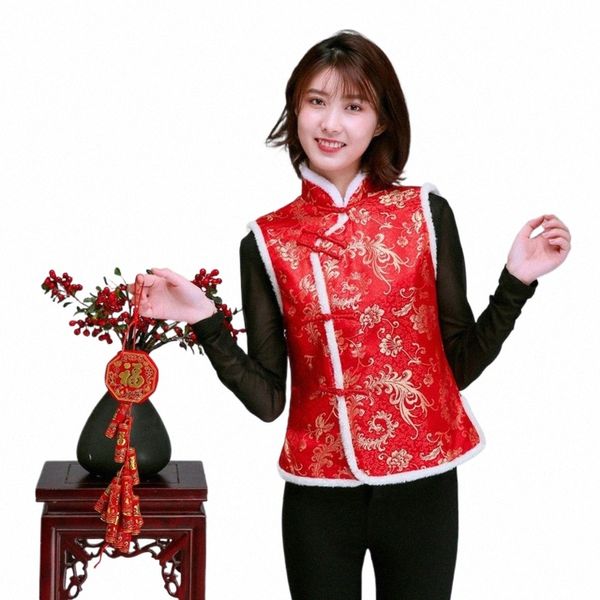 Traditionelle chinesische Neujahr Frauen Kleidung Weste Tang Drag Phoenix Weste Chegsam Top Qipao für Frauen Hanfu China Stil Bluse e7Bx #