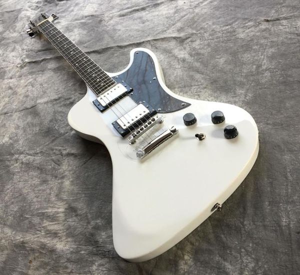 Custom Shop RD Style White Explorer Chitarra elettrica Flying Fhole Paletta Schaller Sintonizzatori Block Inlay Chrome Hardware5510210