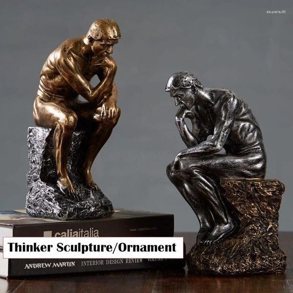 Dekorative Figuren, 26 cm, Denker-Statuen, kreative Menschen, Skulpturen, Kunstharz, Heimdekoration, Büro, Schreibtisch, Bücherregal, Schreibtisch, Ornamente, modern