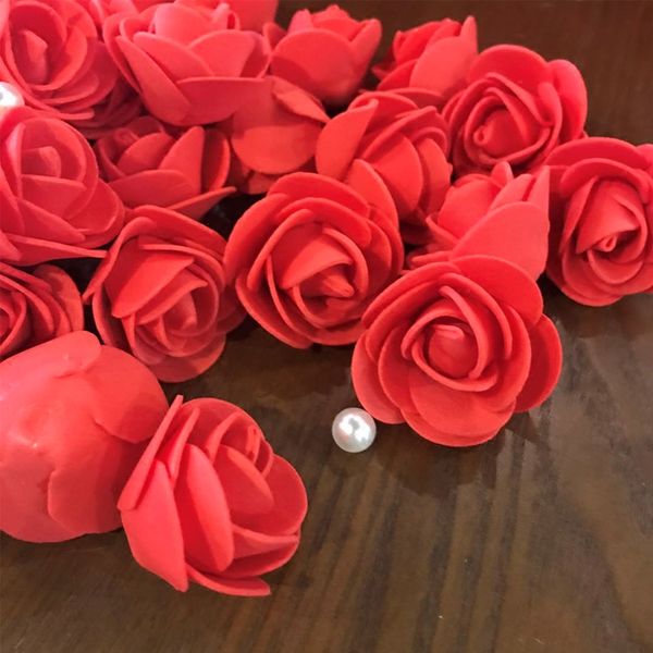 200 pezzi da 3,5 cm rose rosa rosa rosa schiuma rosa fiori artificiali fiori secchi per matrimoni natalizi decorazioni per la casa di Natale