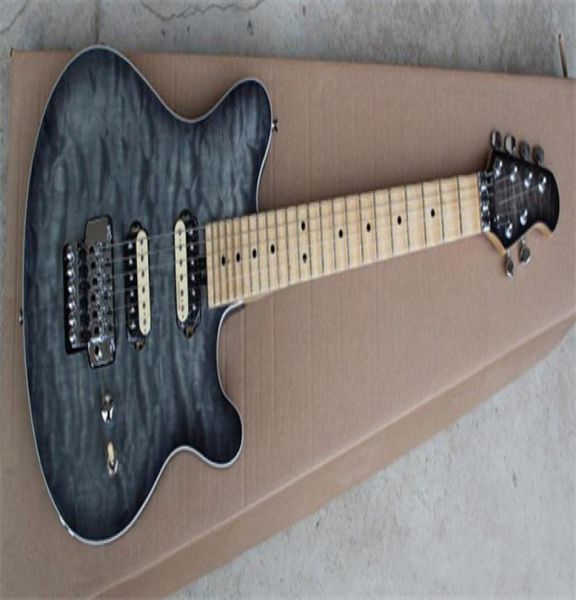 Fábrica Transparente Cinza Guitarra Elétrica com Scalloped FretboardHH PickupsTremoloClouds Maple Veneercan ser personalizado6248602