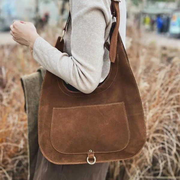 Borse a tracolla Autunno/Inverno Borsa da donna in pelle scamosciata smerigliata ad alta capacità Borsa a tracolla versatile casual moda retrò per donna